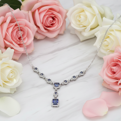 GRACE Multi-Stone Lariat Gemstone Necklace in Sterling Silver