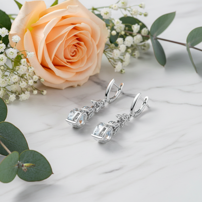 GRACE Mystic Quartz Heart Leaves Drop Earrings in Sterling Silver