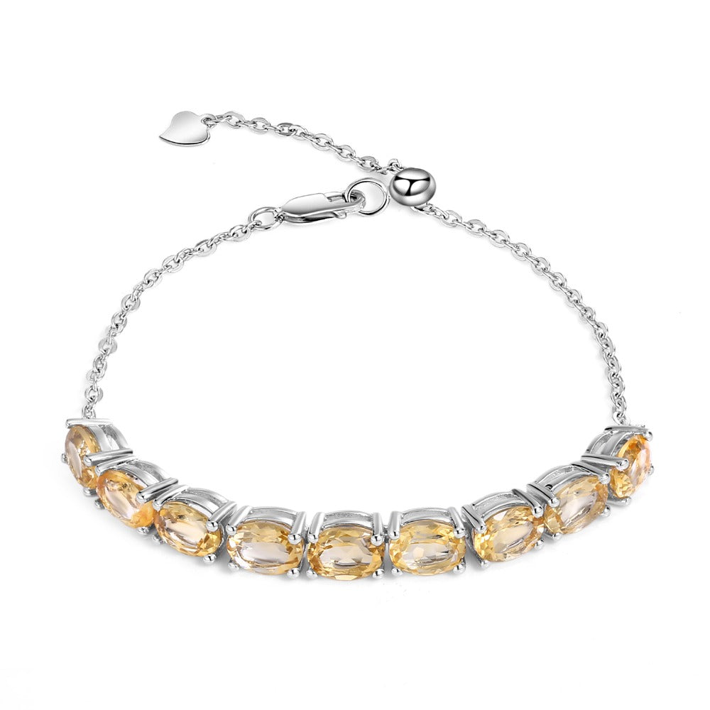 GRACE Oval Citrine Adjustable Bracelet in Sterling Silver