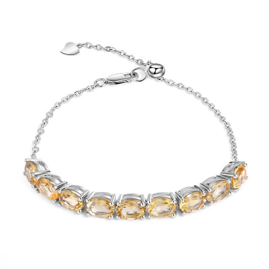 GRACE Oval Citrine Adjustable Bracelet in Sterling Silver