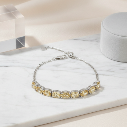 GRACE Oval Citrine Adjustable Bracelet in Sterling Silver