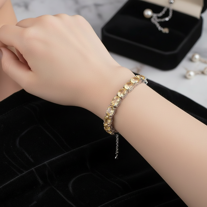 GRACE Oval Citrine Adjustable Bracelet in Sterling Silver