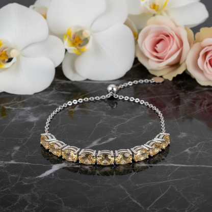 GRACE Oval Citrine Adjustable Bracelet in Sterling Silver