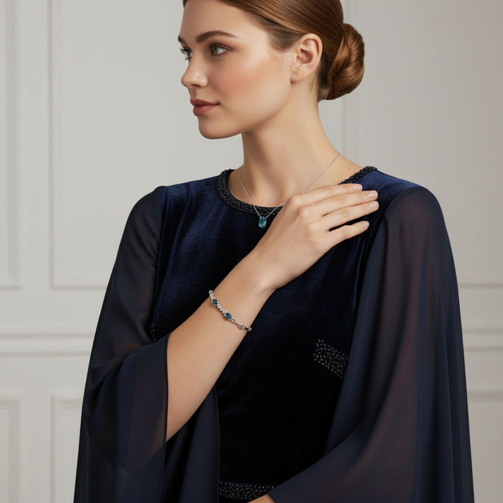 GRACE Oval London Blue Topaz with CZ Bracelet in Sterling Silver