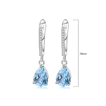 GRACE Pear Cut Gemstone Drop Earrings in Sterling Silver