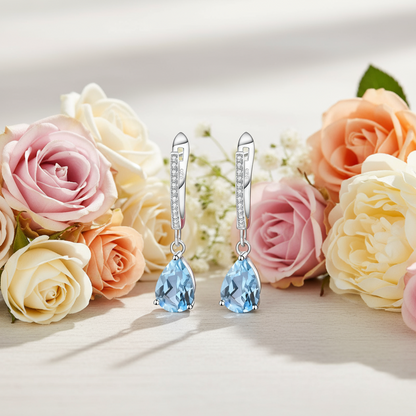 GRACE Pear Cut Gemstone Earrings in Sterling Silver