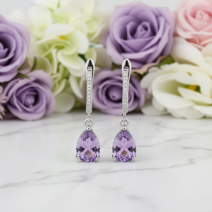 GRACE Pear Cut Gemstone Earrings in Sterling Silver