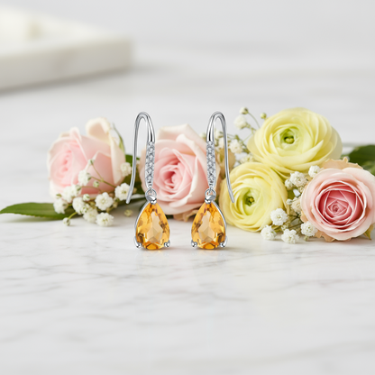 GRACE Pear Cut Gemstone Earrings in Sterling Silver