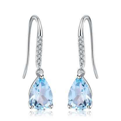GRACE Pear Cut Gemstone Earrings in Sterling Silver