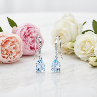 GRACE Pear Cut Gemstone Earrings in Sterling Silver