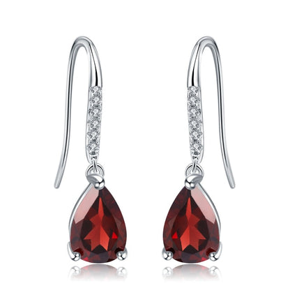 GRACE Pear Cut Gemstone Earrings in Sterling Silver
