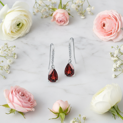GRACE Pear Cut Gemstone Earrings in Sterling Silver