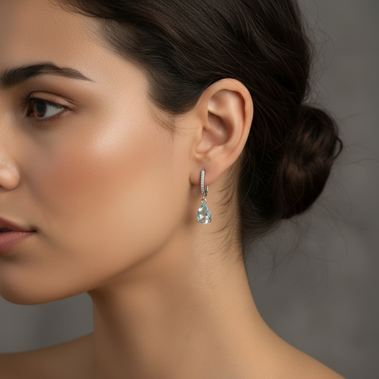 GRACE Pear Cut Gemstone Earrings in Sterling Silver
