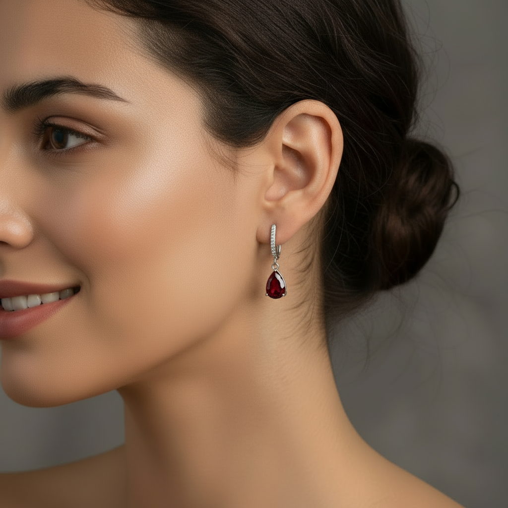 GRACE Pear Cut Gemstone Earrings in Sterling Silver