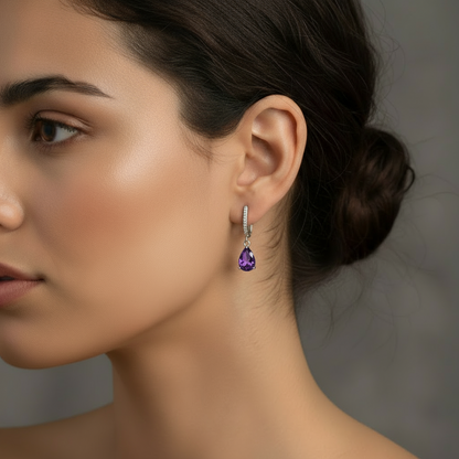 GRACE Pear Cut Gemstone Earrings in Sterling Silver