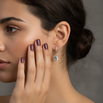 GRACE Pear Cut Gemstone Earrings in Sterling Silver