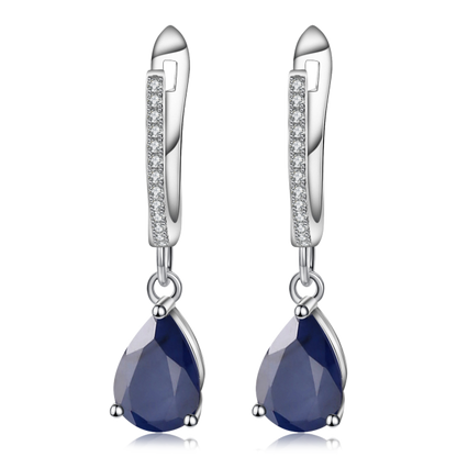 GRACE Pear Cut Gemstone Earrings in Sterling Silver