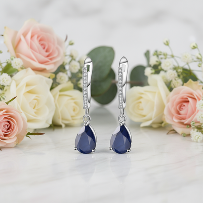 GRACE Pear Cut Gemstone Earrings in Sterling Silver