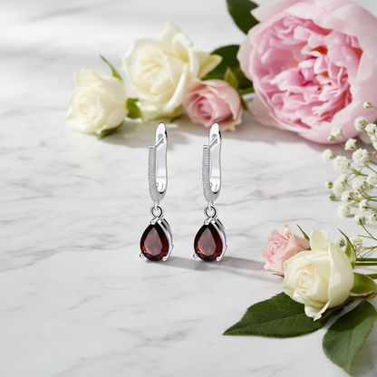 GRACE Pear Cut Gemstone Earrings in Sterling Silver