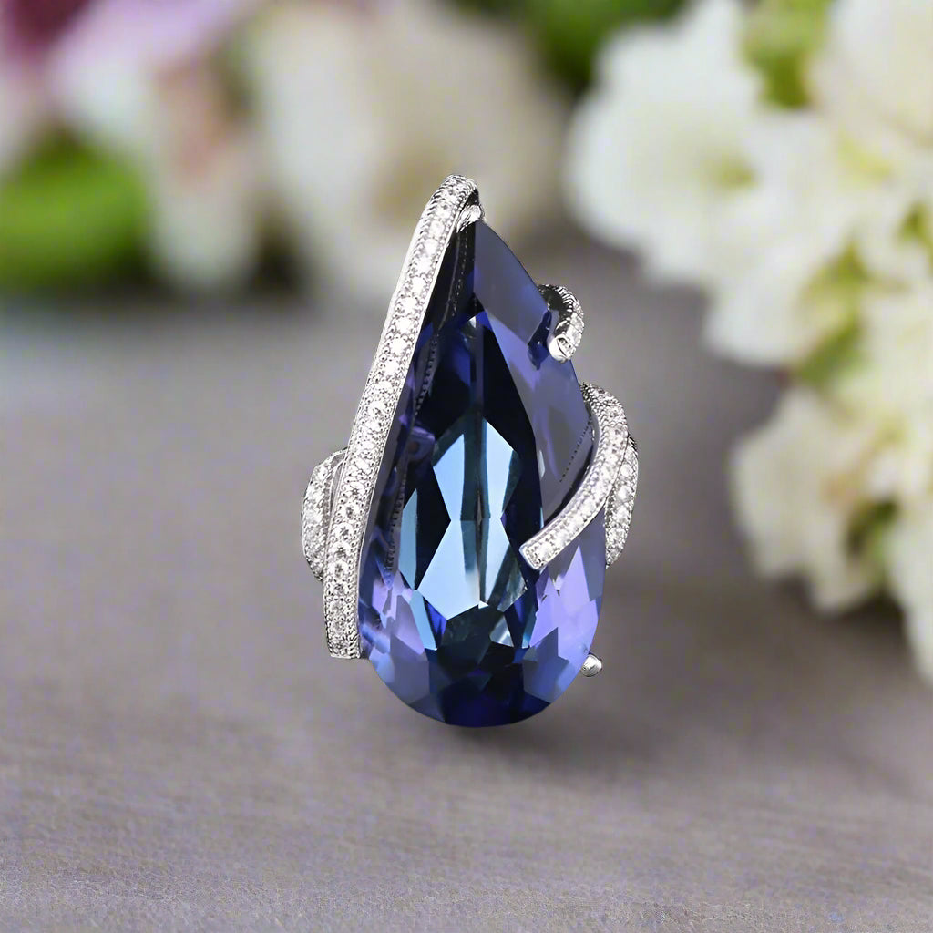 GRACE Pear Cut Iolite Blue Mystic Quartz Jewelry Set in Sterling Silver
