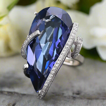 GRACE Pear Cut Iolite Blue Mystic Quartz Jewelry Set in Sterling Silver
