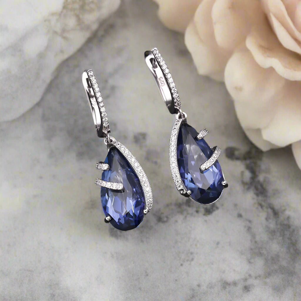 GRACE Pear Cut Iolite Blue Mystic Quartz Jewelry Set in Sterling Silver