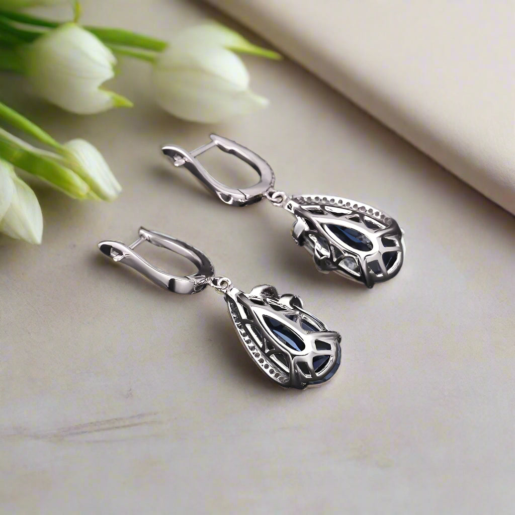 GRACE Pear Cut Iolite Blue Mystic Quartz Jewelry Set in Sterling Silver