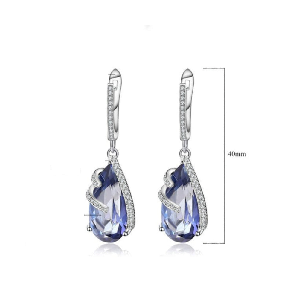 GRACE Pear Cut Iolite Blue Mystic Quartz Jewelry Set in Sterling Silver