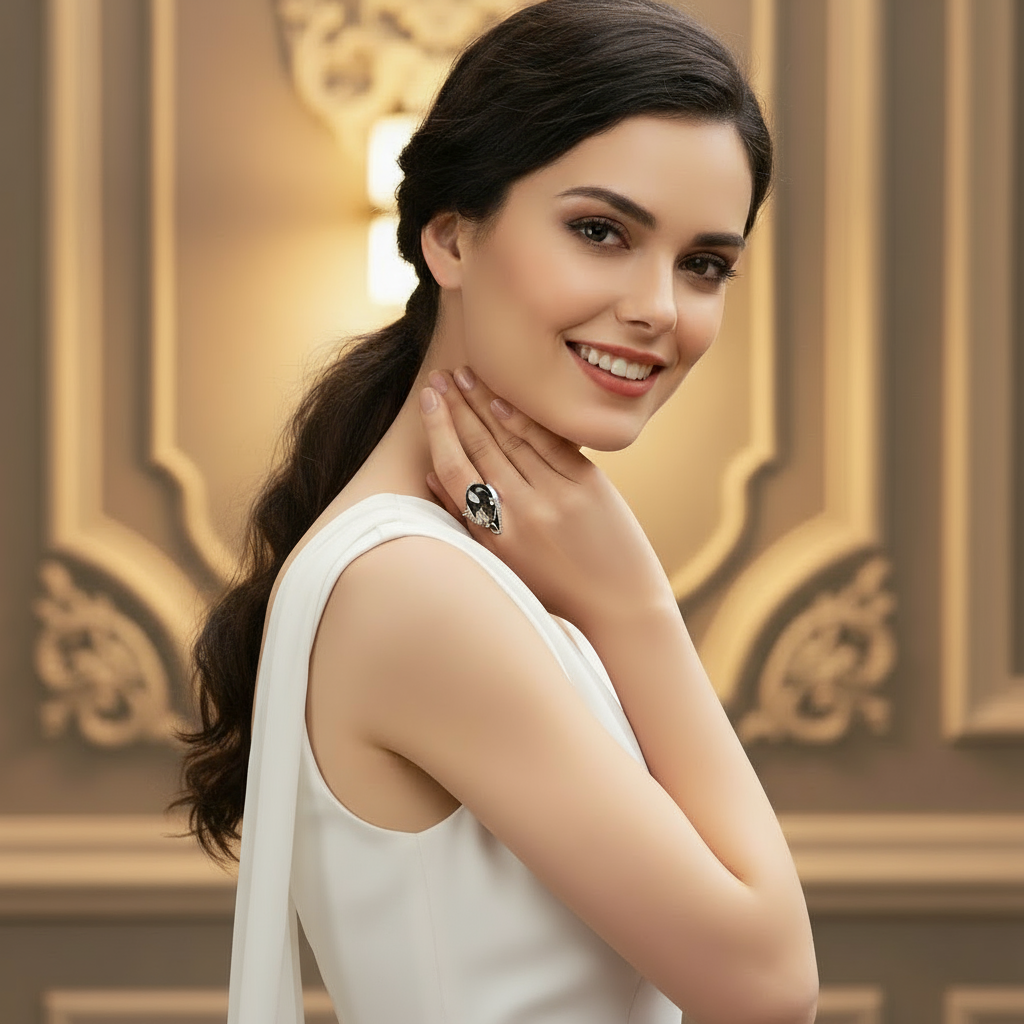 GRACE Pear Cut Mystic Quartz Ring in Sterling Silver