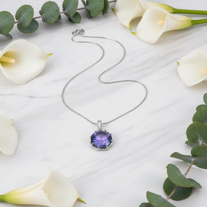 Collar con colgante de cuarzo místico arcoíris GRACE en plata de ley