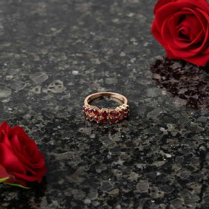 GRACE Red Garnet Band Ring in Rose Gold Sterling Silver