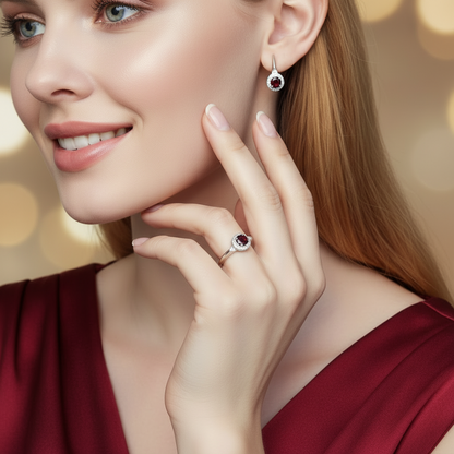 GRACE Gemstone Halo Ring in Sterling Silver