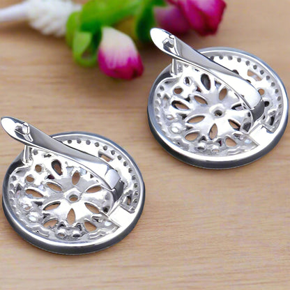 Conjunto de pendientes y anillos con granate rojo GRACE en plata de ley