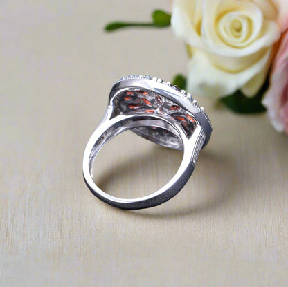 Conjunto de pendientes y anillos con granate rojo GRACE en plata de ley