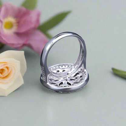 Conjunto de pendientes y anillos con granate rojo GRACE en plata de ley