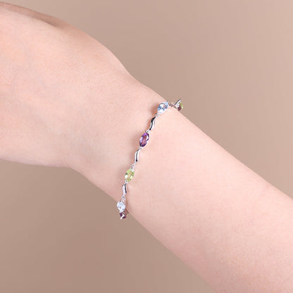Pulsera GRACE de topacio azul cielo, amatista y peridoto en plata de ley