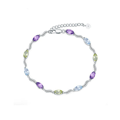 Pulsera GRACE de topacio azul cielo, amatista y peridoto en plata de ley