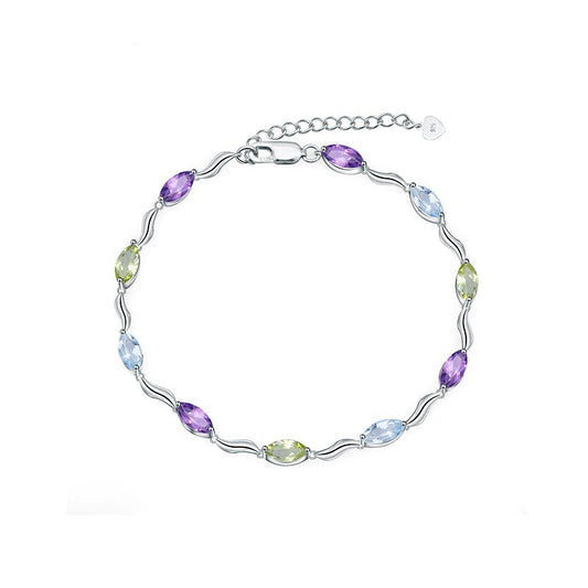 Pulsera GRACE de topacio azul cielo, amatista y peridoto en plata de ley