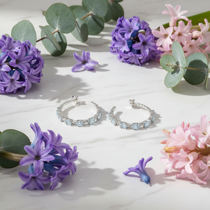 GRACE Sky Blue Topaz Hoop Earrings in Sterling Silver
