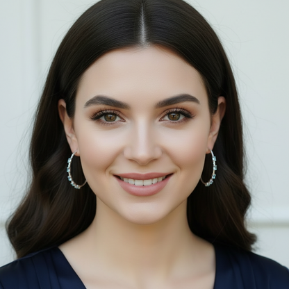 GRACE Sky Blue Topaz Hoop Earrings in Sterling Silver