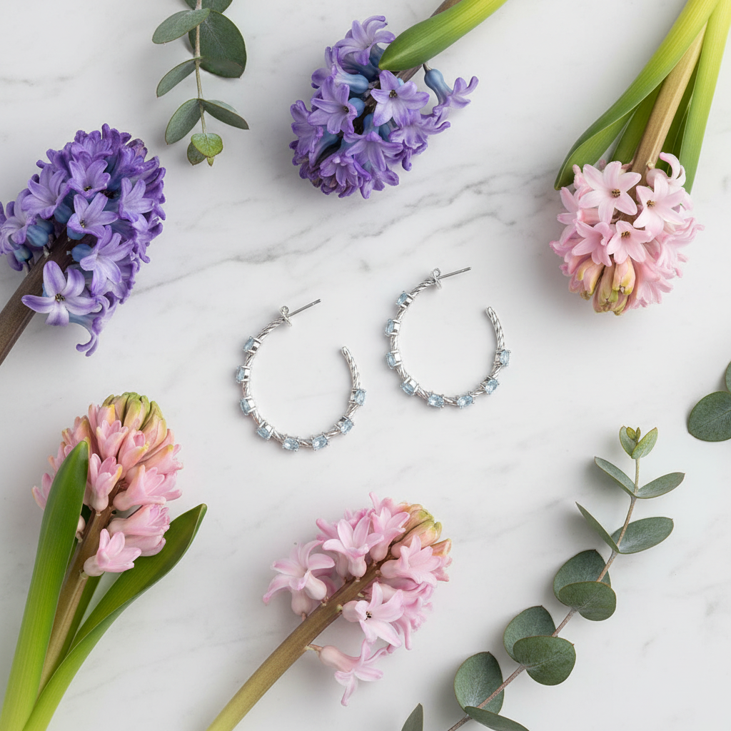 GRACE Sky Blue Topaz Hoop Earrings in Sterling Silver