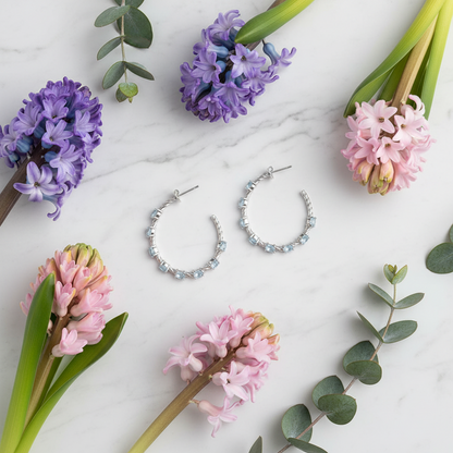 GRACE Sky Blue Topaz Hoop Earrings in Sterling Silver