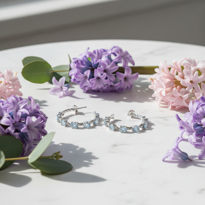 GRACE Sky Blue Topaz Hoop Earrings in Sterling Silver