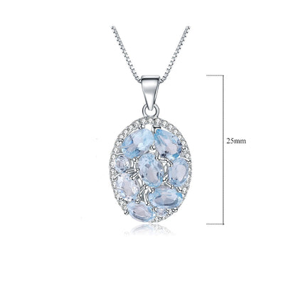 Collier pendentif ovale en topaze bleu ciel GRACE en argent sterling