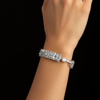 GRACE Triple Row Gemstone Tennis Bracelet in Sterling Silver