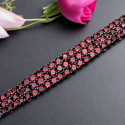 GRACE Triple Row Gemstone Tennis Bracelet in Sterling Silver