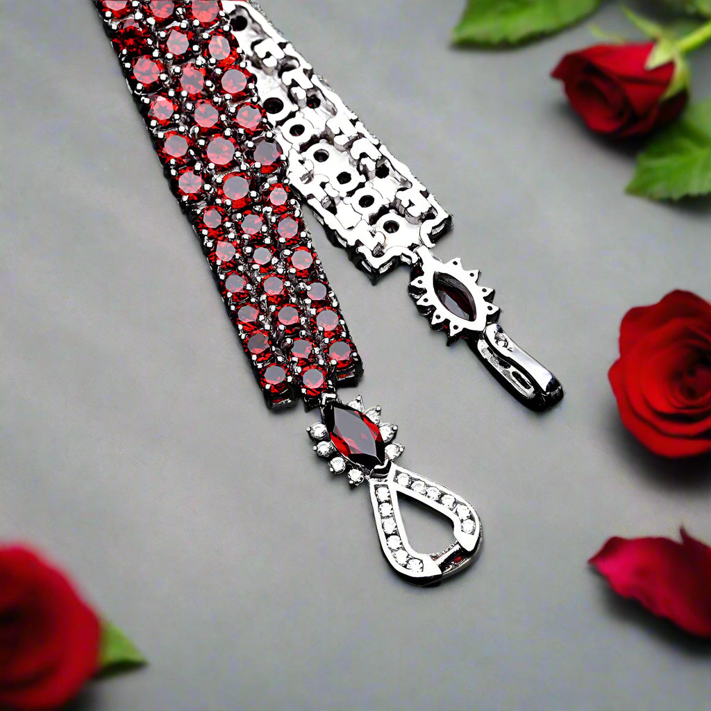 GRACE Triple Row Gemstone Tennis Bracelet in Sterling Silver