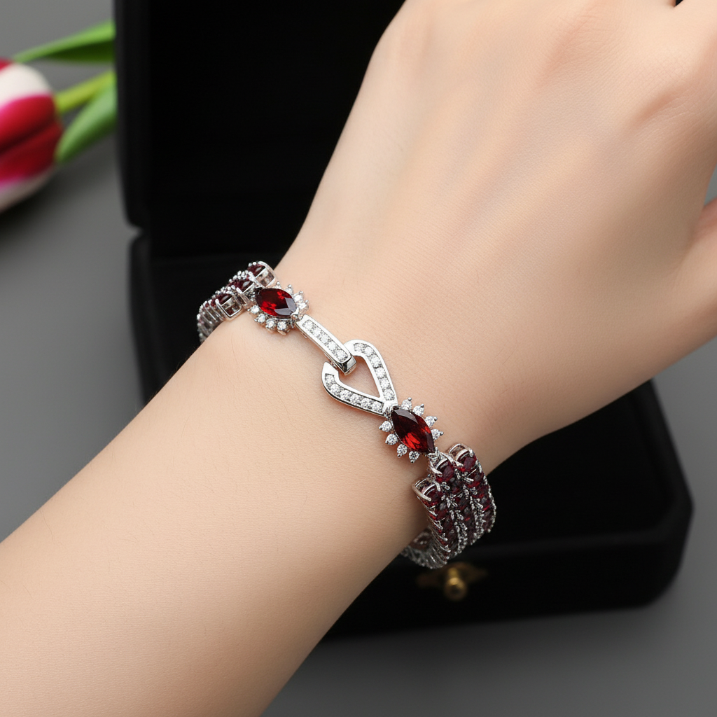 GRACE Triple Row Gemstone Tennis Bracelet in Sterling Silver