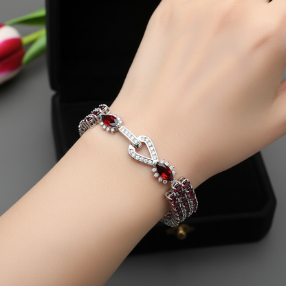 GRACE Triple Row Gemstone Tennis Bracelet in Sterling Silver