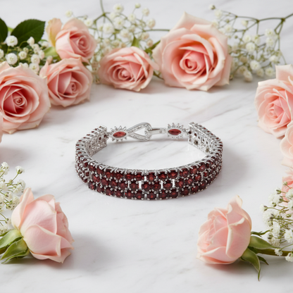 GRACE Triple Row Gemstone Tennis Bracelet in Sterling Silver